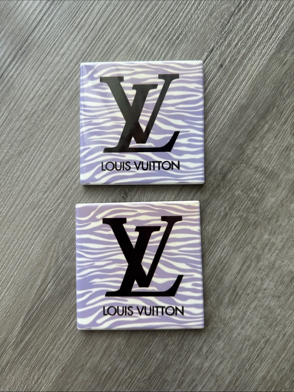 Ceramic Coasters Louis Vuitton Lavender and White Zebra